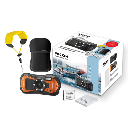 Ricoh WG-80 Special Edition orange inkl. Neoprencase, Strap, 2. Akku und Tuch – Bild 4