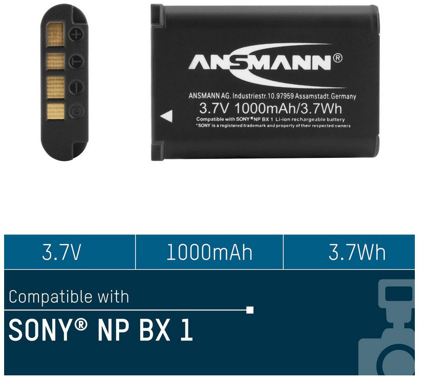 Ansmann A-Son NP BX 1 Kamera-Akku ersetzt Original-Akku (Kamera) NP-BX1 3.7 V 1000 mAh