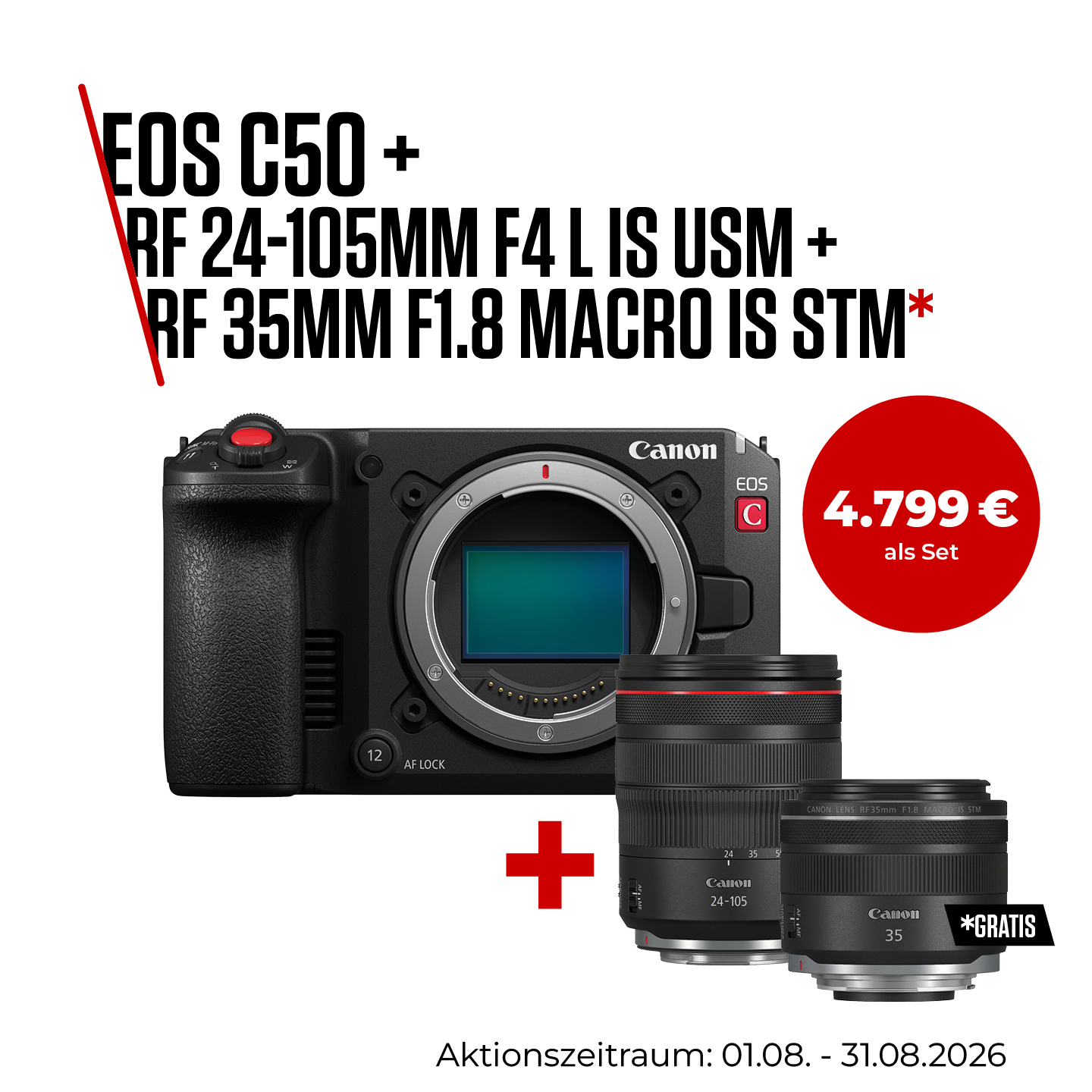 Canon EOS C50 + Canon RF 24-105mm F4 L IS USM + Canon RF 35mm F1.8 Macro IS STM